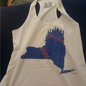 The 7 line army Mets White Tank Top with Blue Graphic of NY with city outline